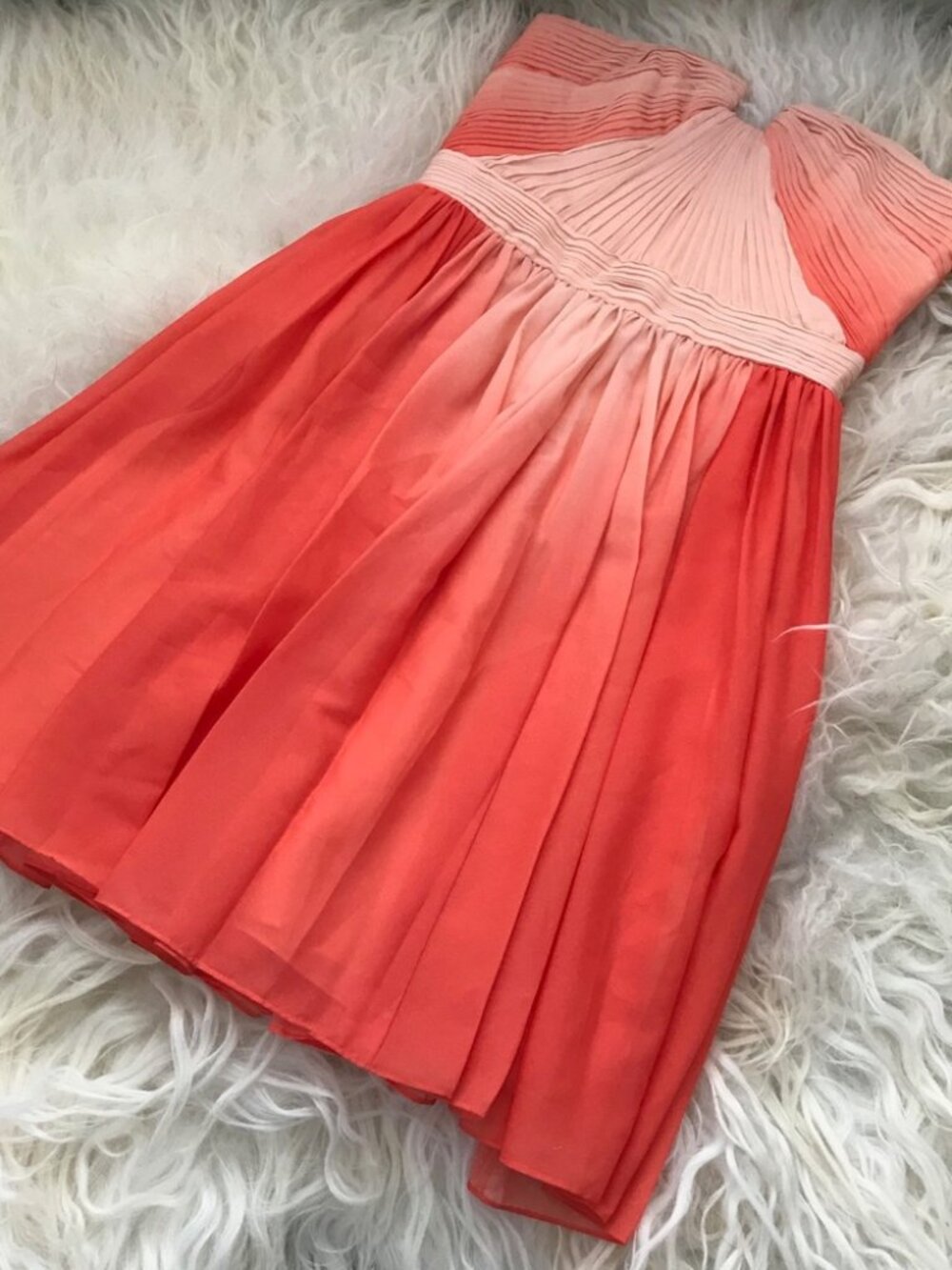 HALSTON HERITAGE Chiffon Ombre Strapless Dress 0061 - Picture 3 of 7